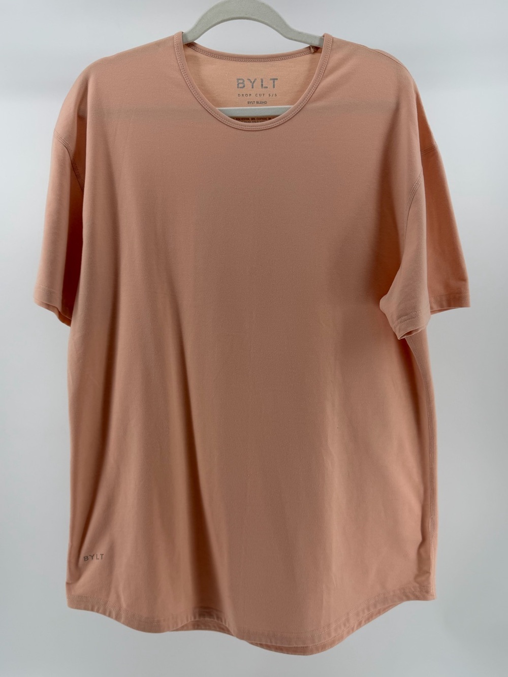 BYLT Basics Short Sleeve Drop Cut Tee, Bylt Blend, Peachy Clay Color, Men's XL
